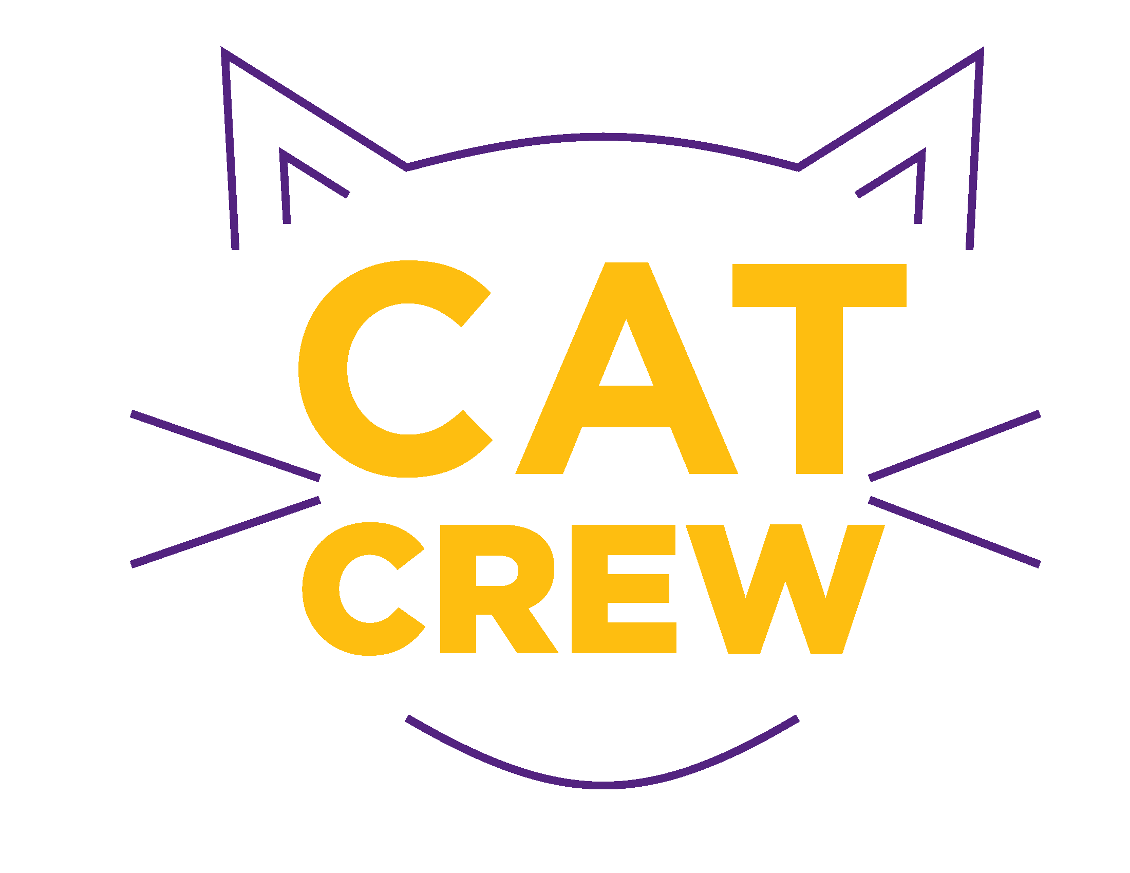 Cat Crew graphic: Cat face with ears and whiskers outlined with text CAT CREW in the middle. 
