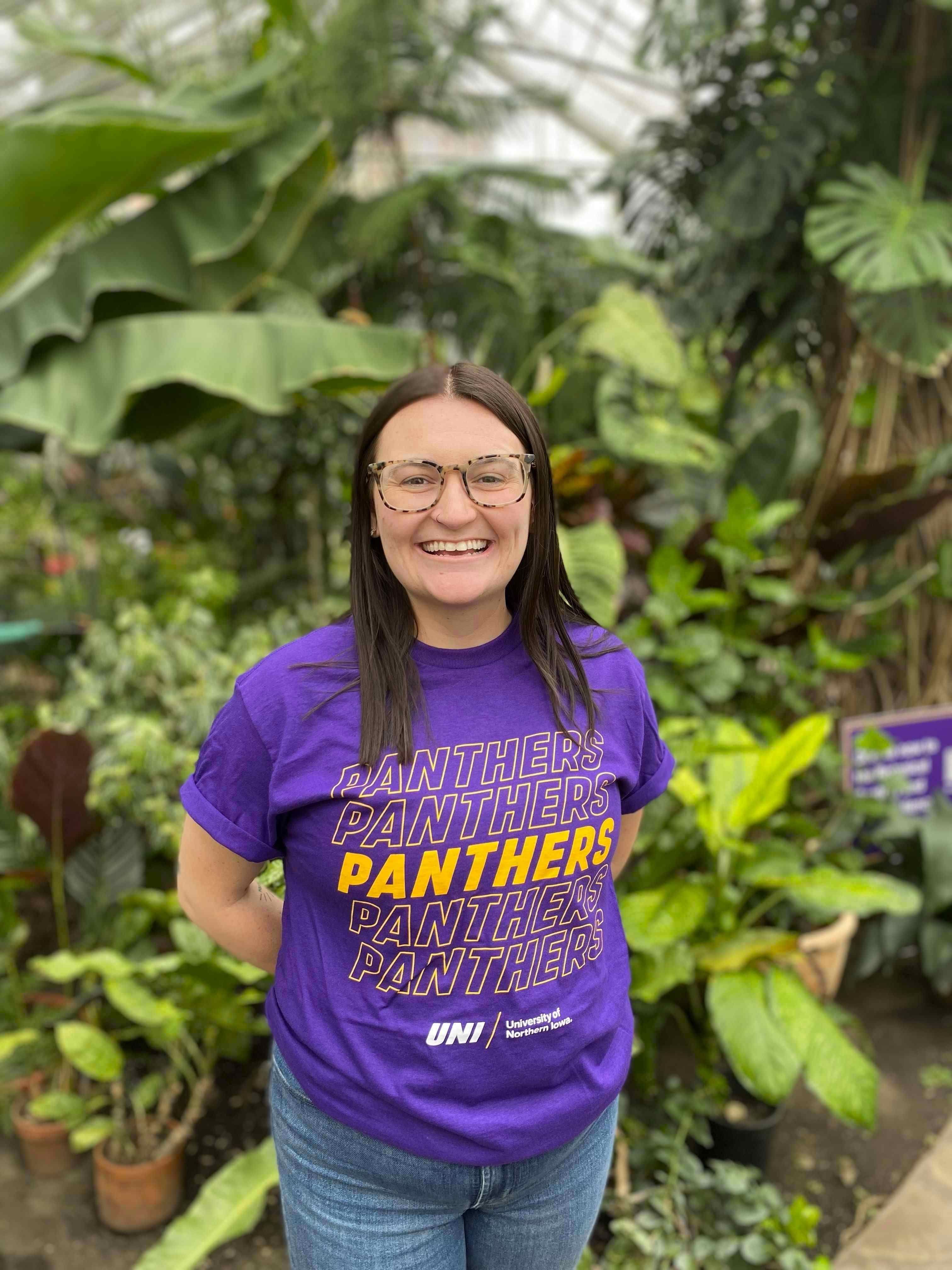 Sam wearing purple shirt