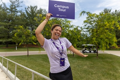 Orientation leader giving a campus tour.