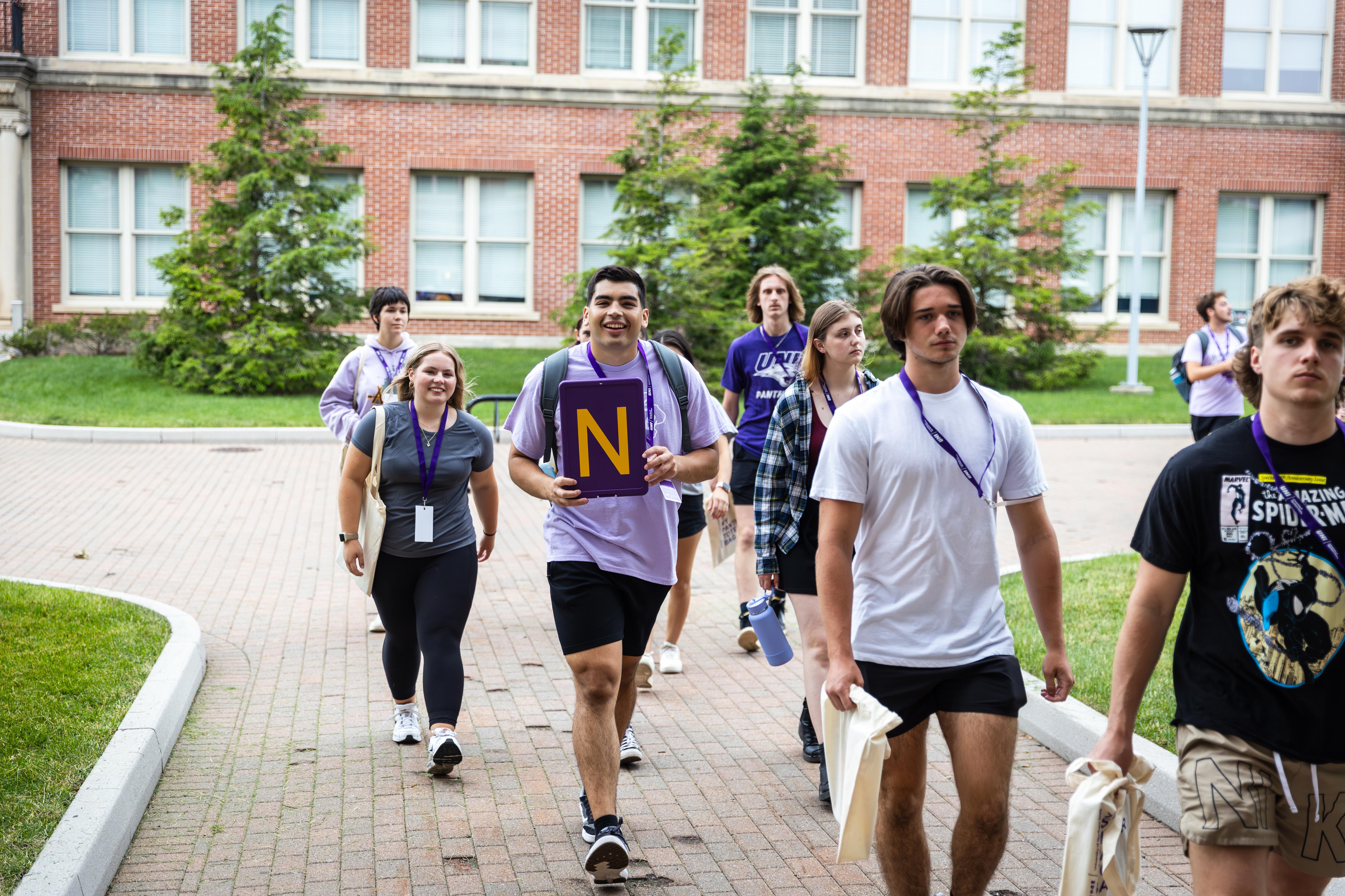 Students walking during Orientation