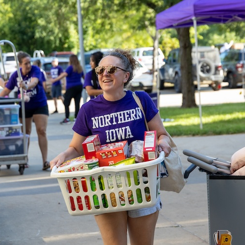Student moving into a residence hall.